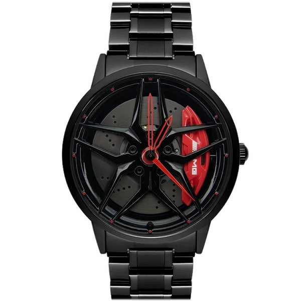 Mercedes-AMG E63 non-spinning wheel watch with detailed rim dial