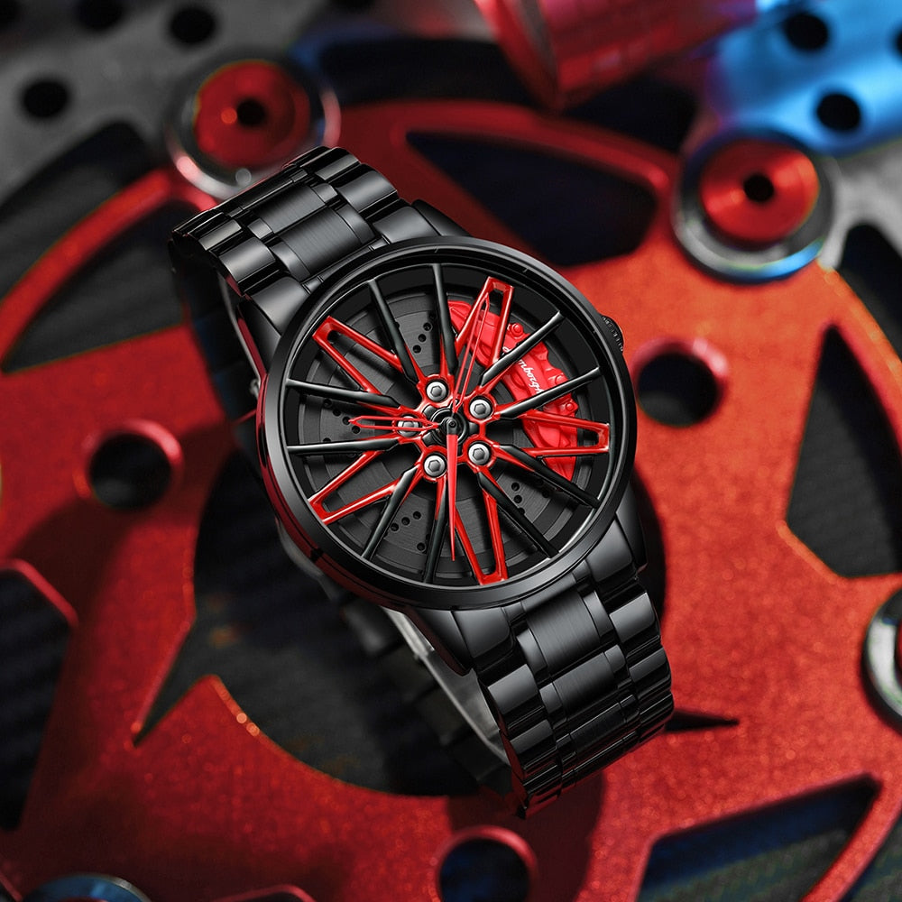 Original 3d Real Wheel Watch Waterproof Rotate Watches Rim Watch Spinning  Men's Sports 360° Rotate Wheel Watches For Men Clock - Quartz Wristwatches  - AliExpress